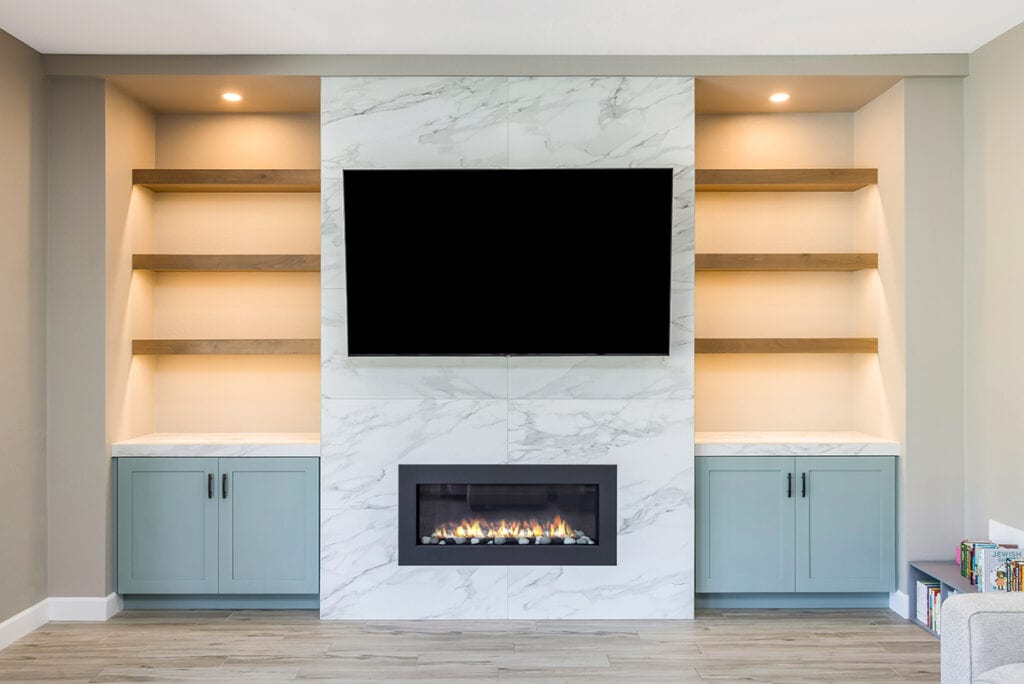 Devon & Marci's Fireplace Wall renovation in Ahwatukee