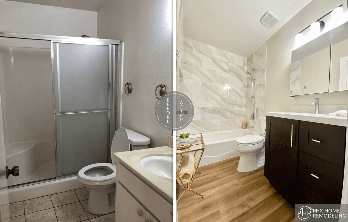 Before and After Shower remodeling ahwatukee