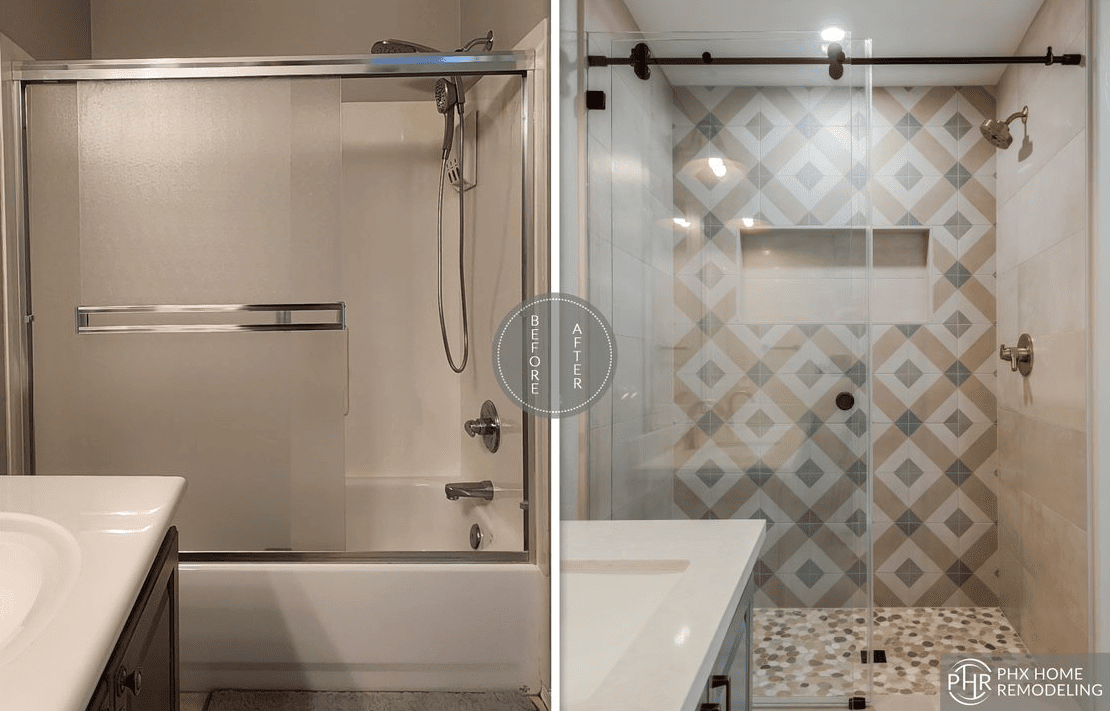 Before and after shower redesign in laveen