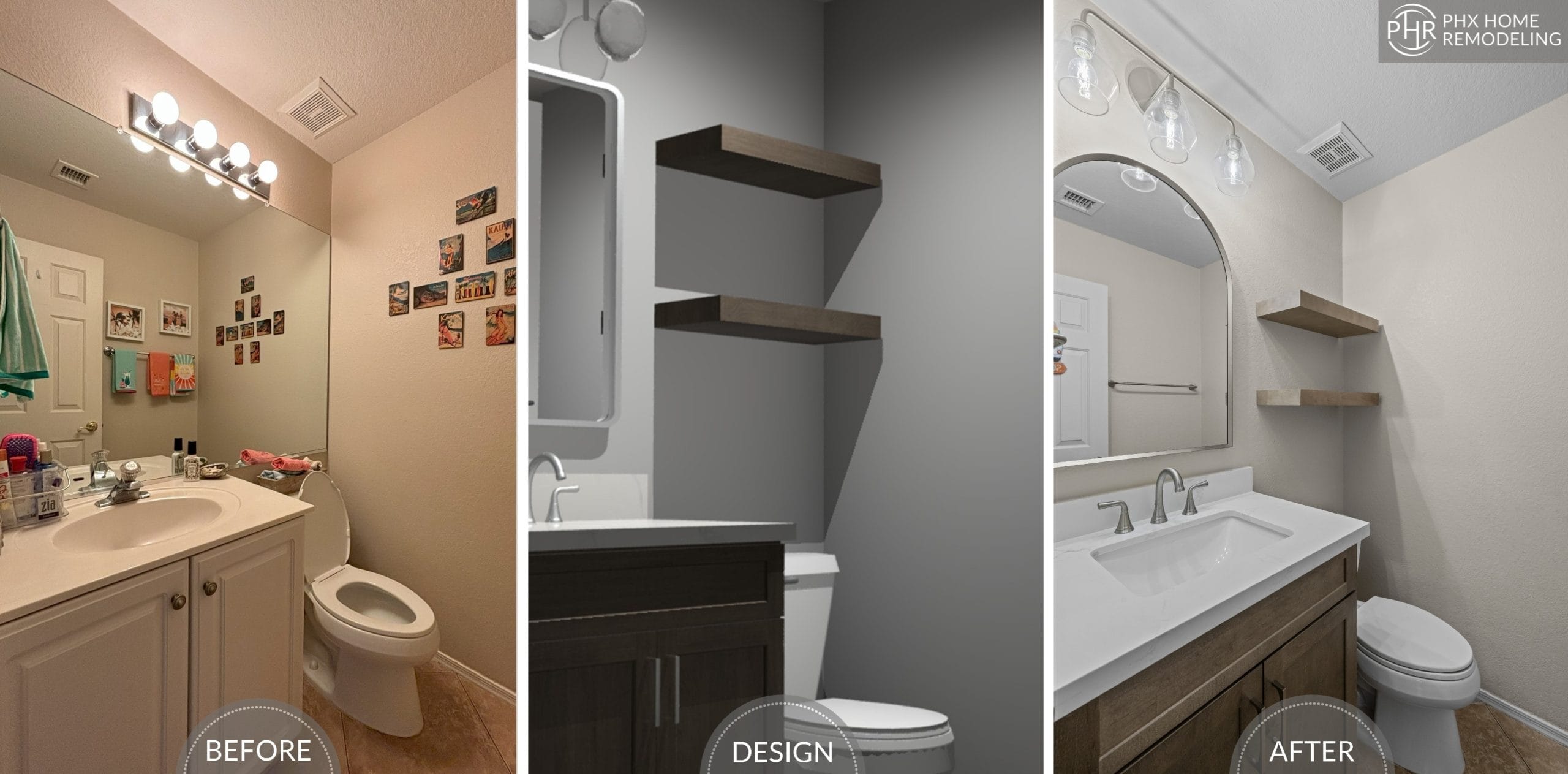 Garth And Stephanie's Outdated Half Bathroom Reno Before And After In Phoenix Garth And Stephanie's Outdated Half Bathroom Reno Before And After In Phoenix