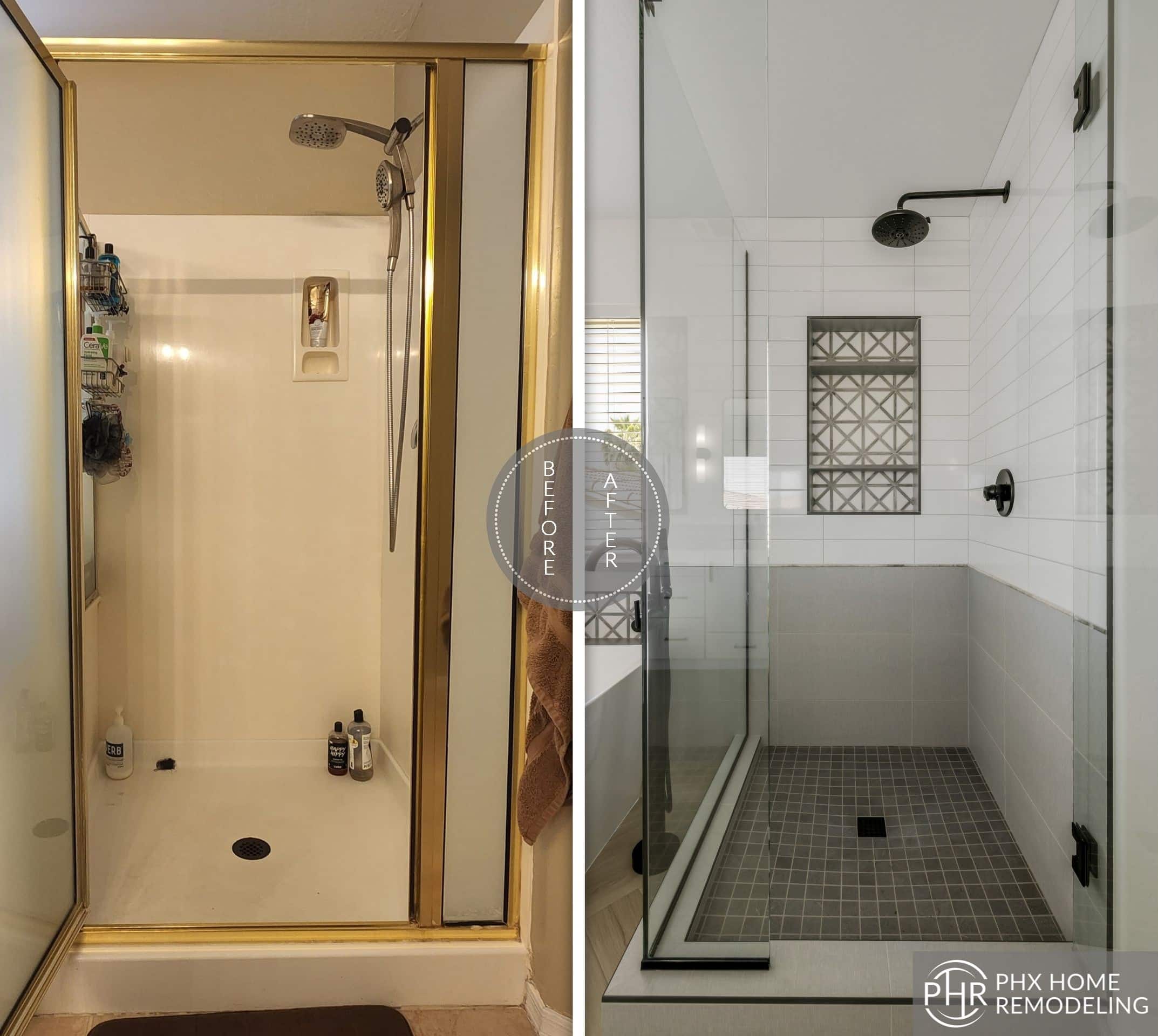 Inspiring Before And After Image Of Shower Renovations