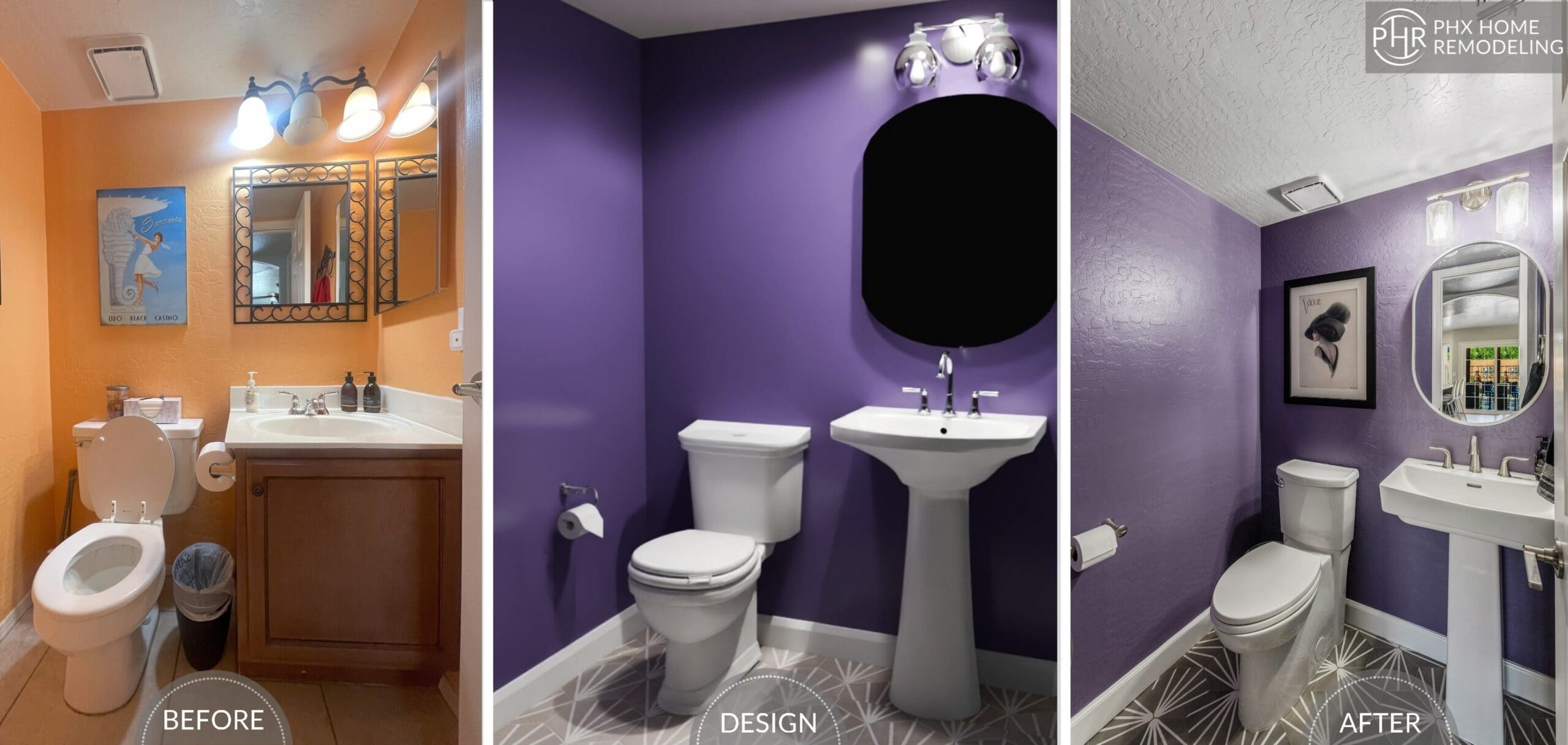 Kate &Amp; Mike's Outdated Half Bathroom Getting Renovated Before &Amp; After In Phoenix Kate &Amp; Mike's Outdated Half Bathroom Getting Renovated Before &Amp; After In Phoenix