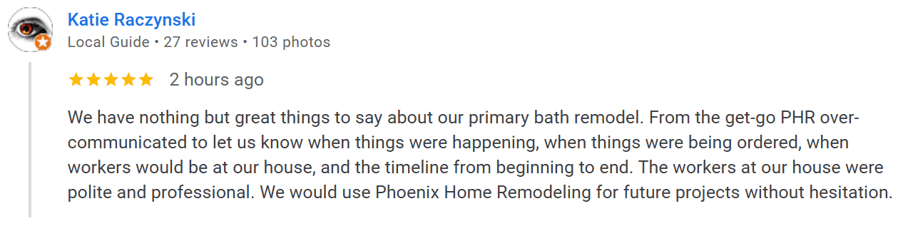 Katie Raczynski - Review - Master Bathroom Remodel Katie Raczynski - Review - Master Bathroom Remodel