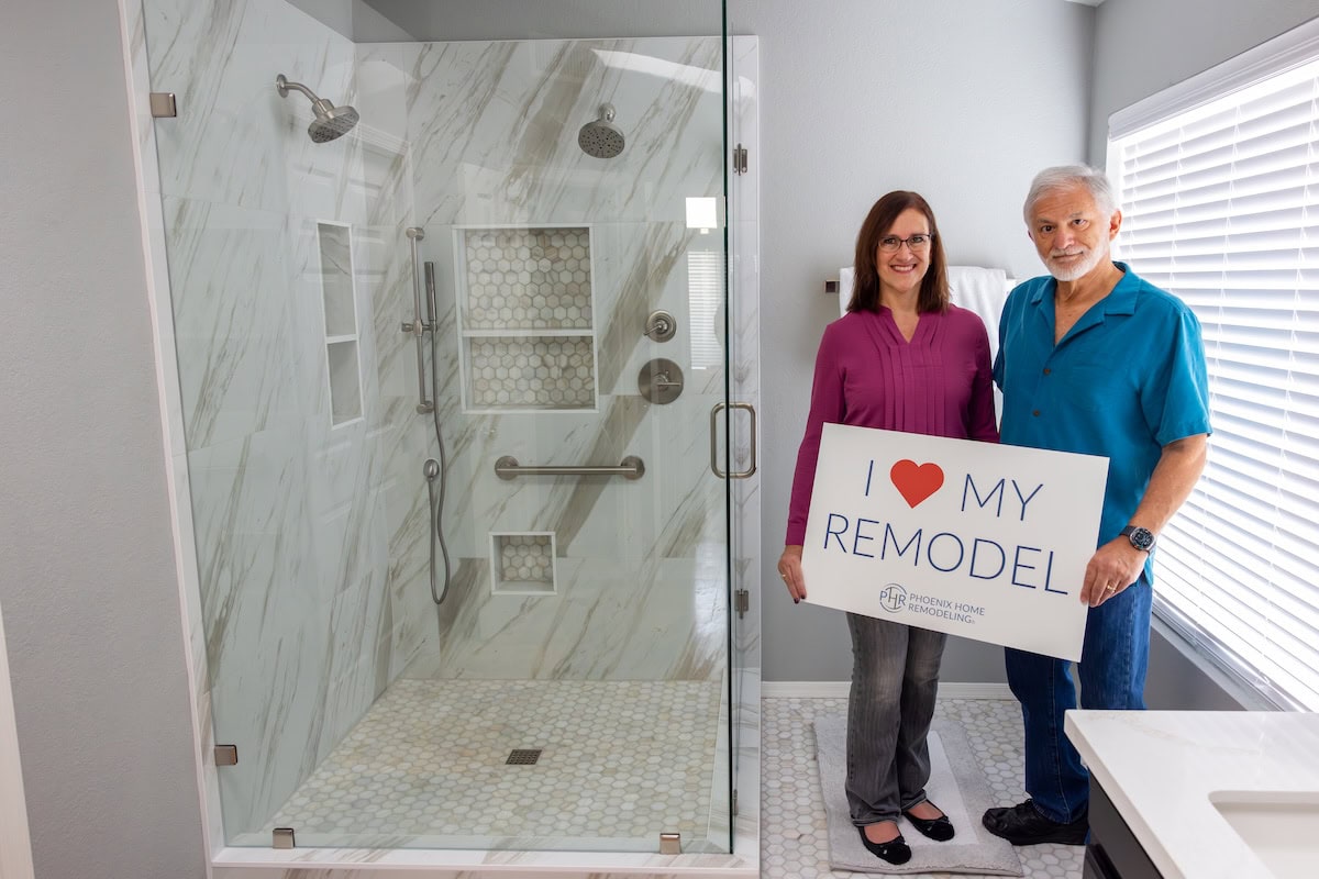 Happy Homeowners with Their New Shower Happy Homeowners with Their New Shower