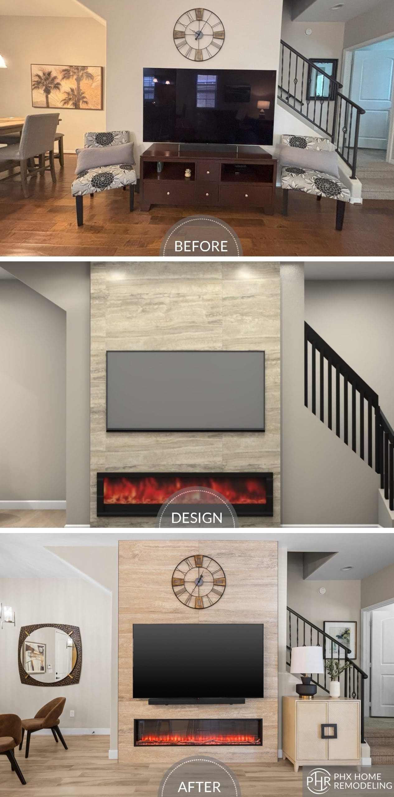 Nancy's elegant entertainment wall remodeling before & after photo Nancy's elegant entertainment wall remodeling before & after photo