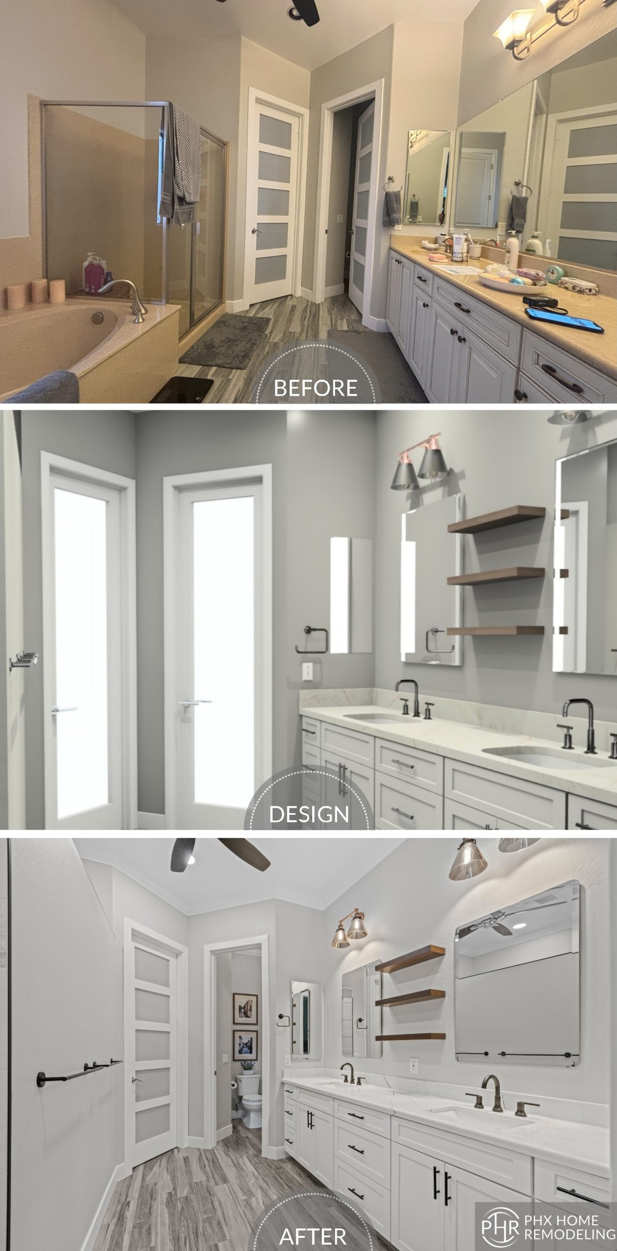 fabulous primary bathroom before & after photo fabulous primary bathroom before & after photo