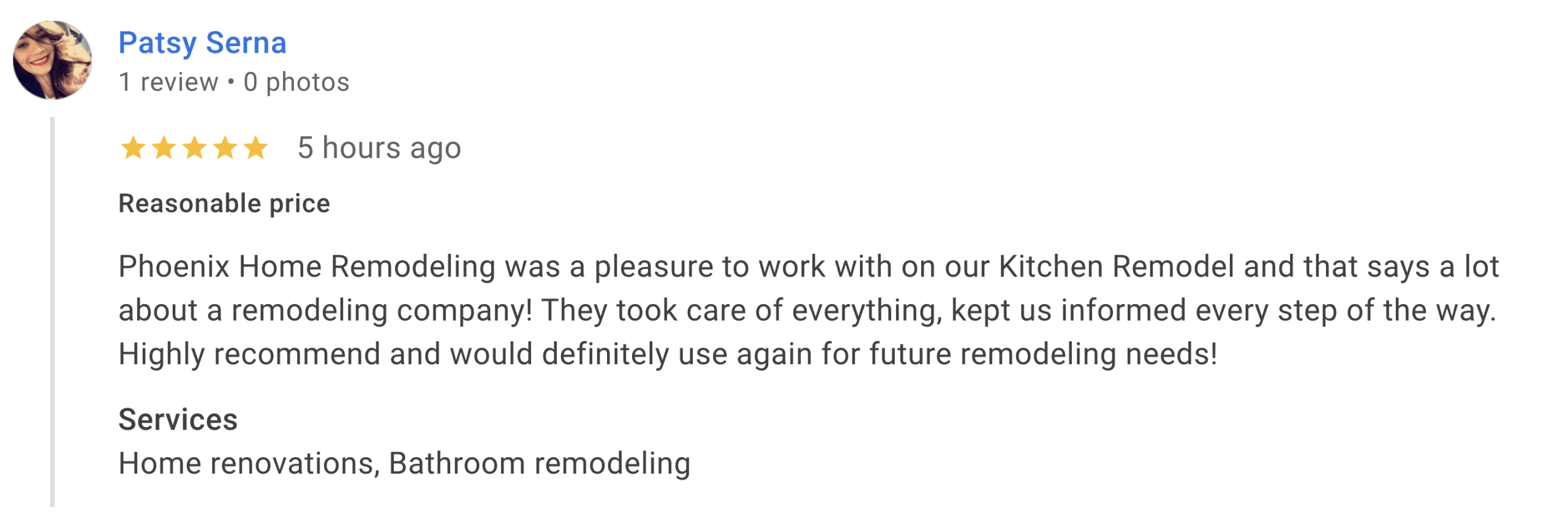 Patsy Serna - Review - Kitchen Remodel Patsy Serna - Review - Kitchen Remodel