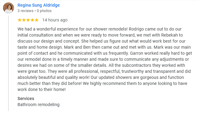 Regina Aldridge - Review - Primary Bathroom ShowerRemodel Regina Aldridge - Review - Primary Bathroom ShowerRemodel