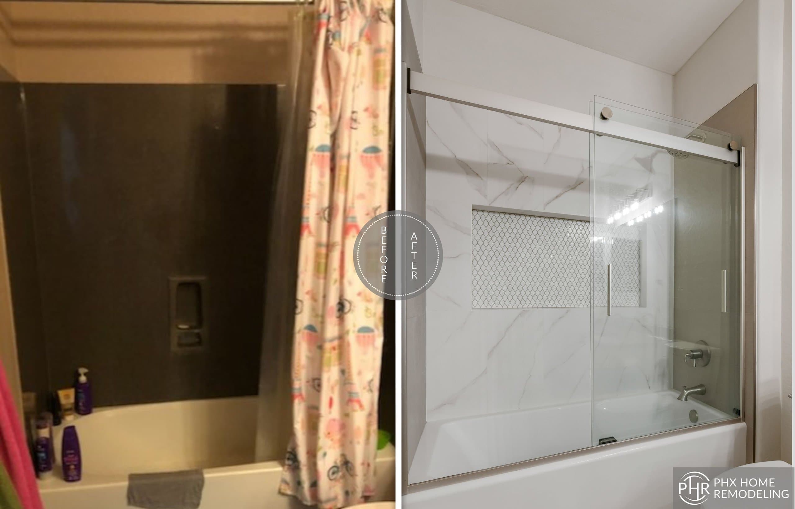 bathroom reno before & after in chandler